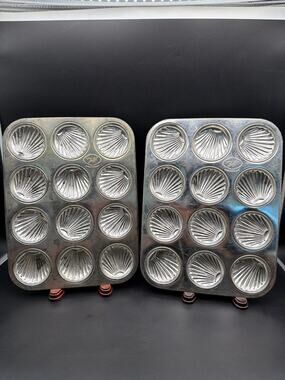 Vintage Tala Madeleine Pans Set of 2 12-Cavity Shell Baking Tins Made in England